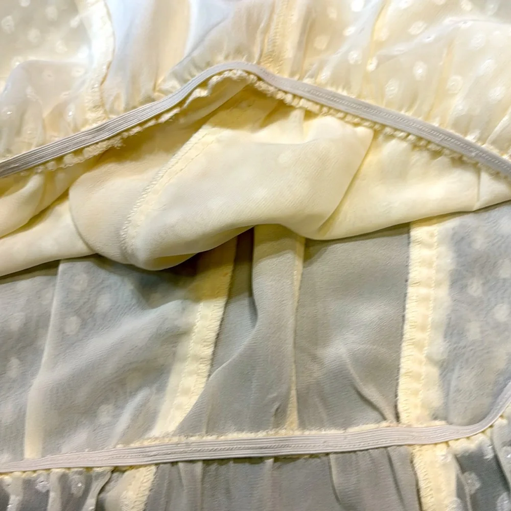 Daniel Rainn Silk Lined Peplum Blouse, Medium, NWOT, Cream Ecru Sheer Elegant - Picture 14 of 14